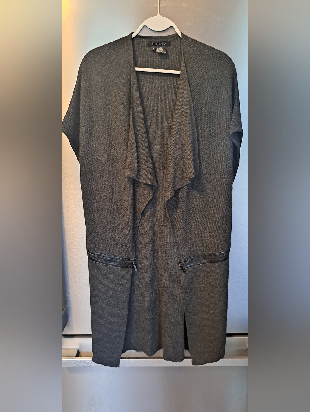 Etcetera Vest Angora Viscose Cotton  Blend Warmth Winter Waterfall Front Sz Med